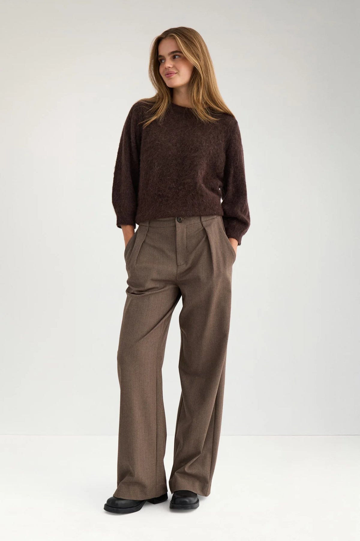 Nusuri Brushed SS Pullover, Chocolate Plum