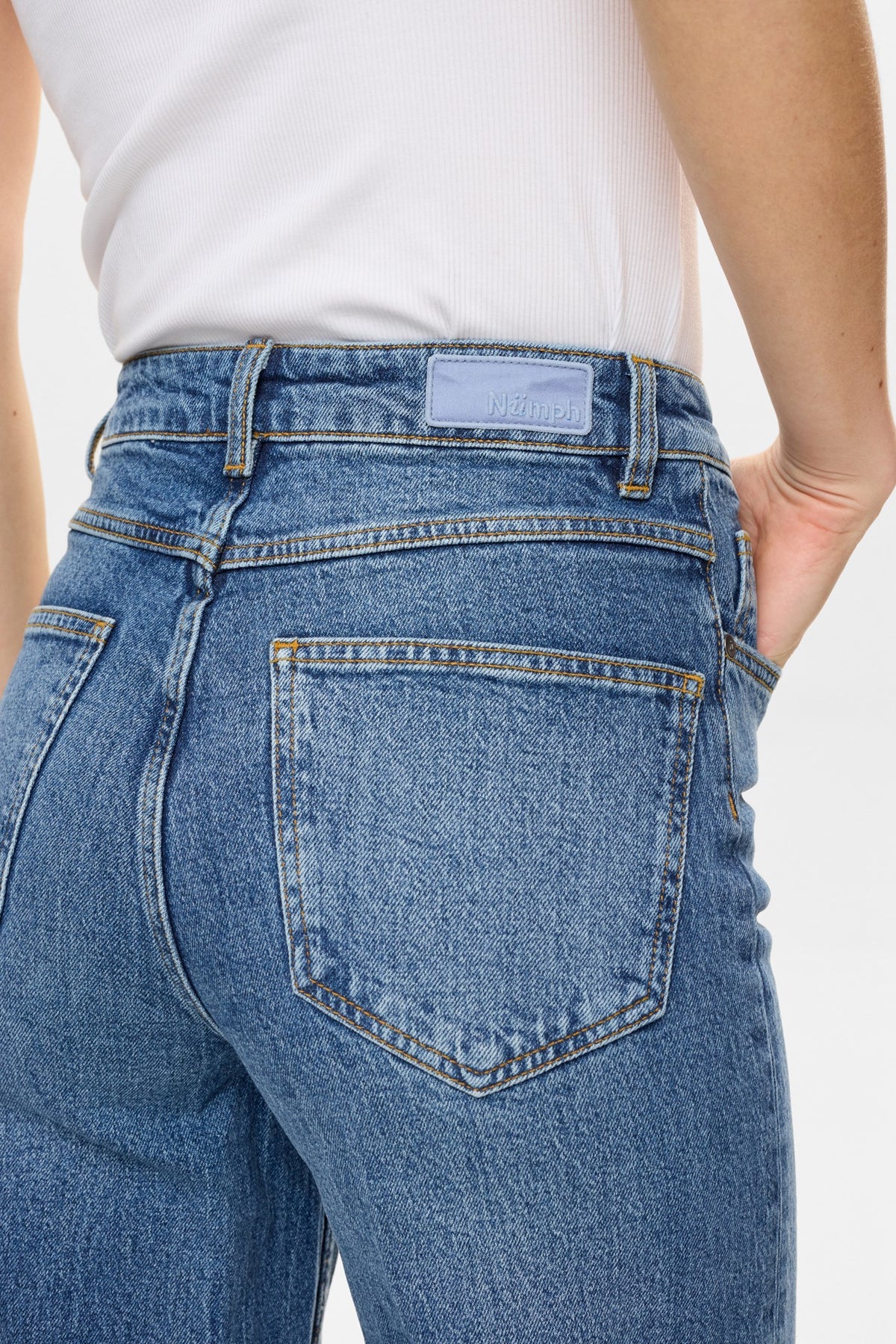 Nupisa Hr Wide Jeans, Medium Blue Denim