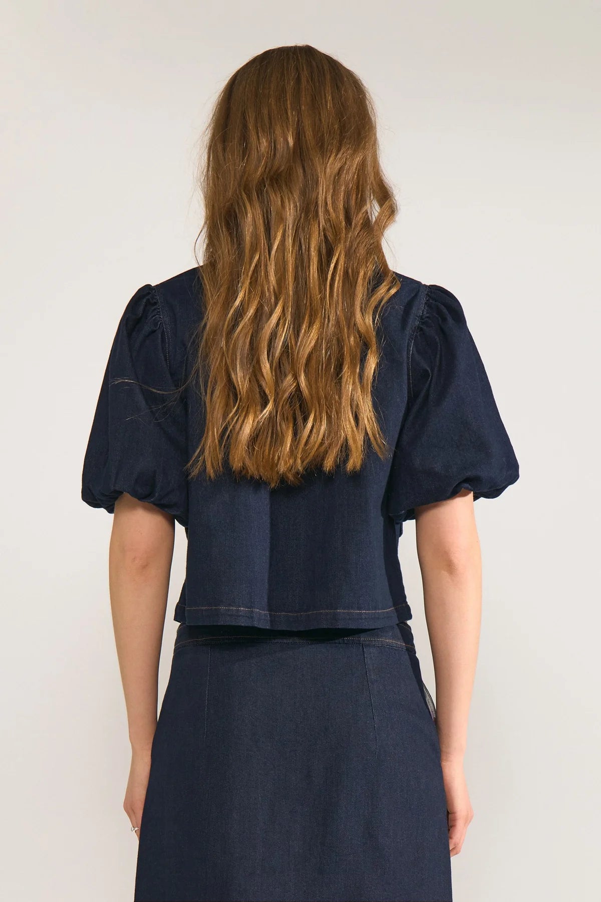 Nualetta SS Shirt, Dark Blue Denim