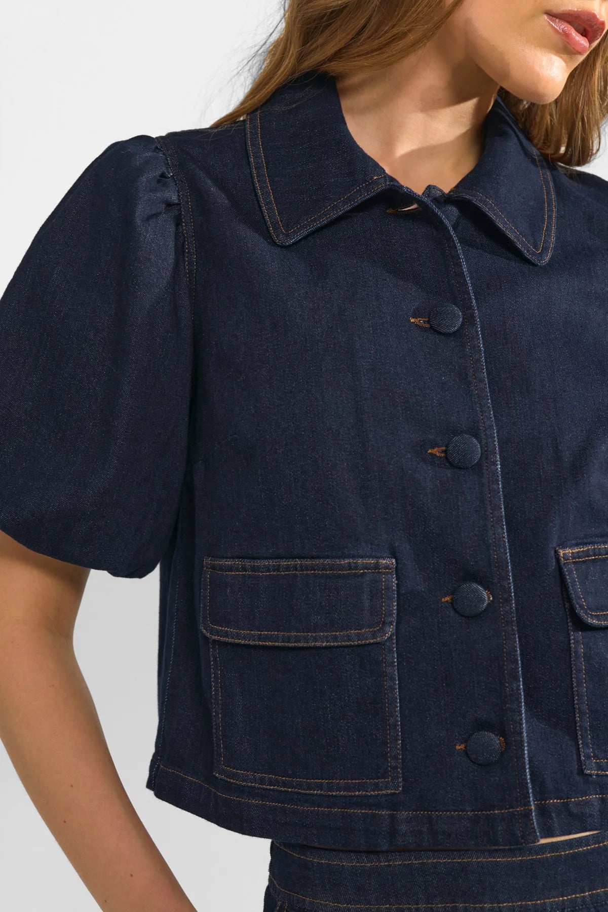 Nualetta SS Shirt, Dark Blue Denim