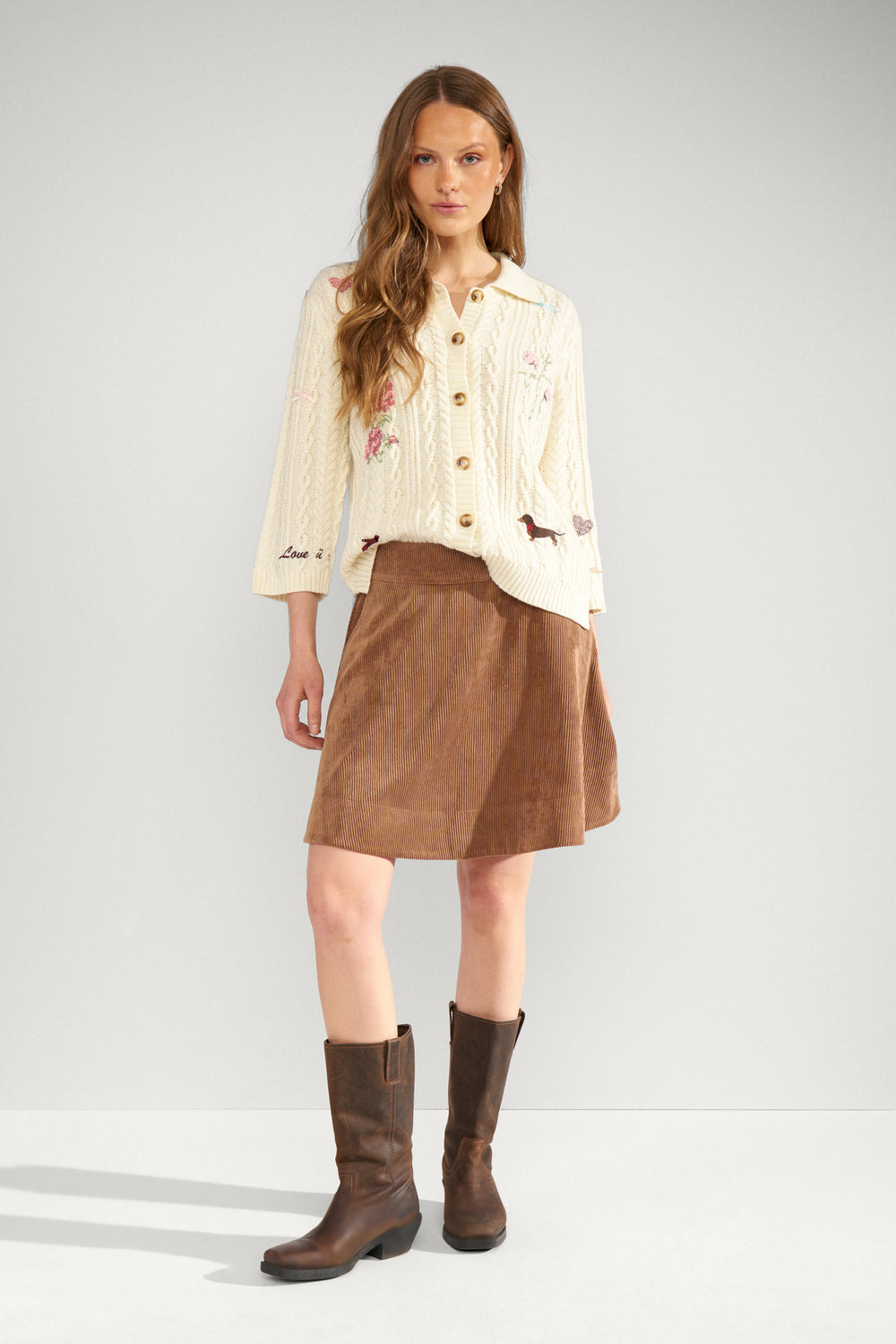 Nucelise Mini Skirt, Deep Taupe