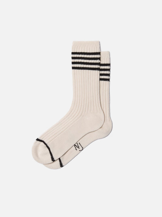 Men Tennis Socks Stripe Offwhite/Black, Nudie Jeans, Såininorden