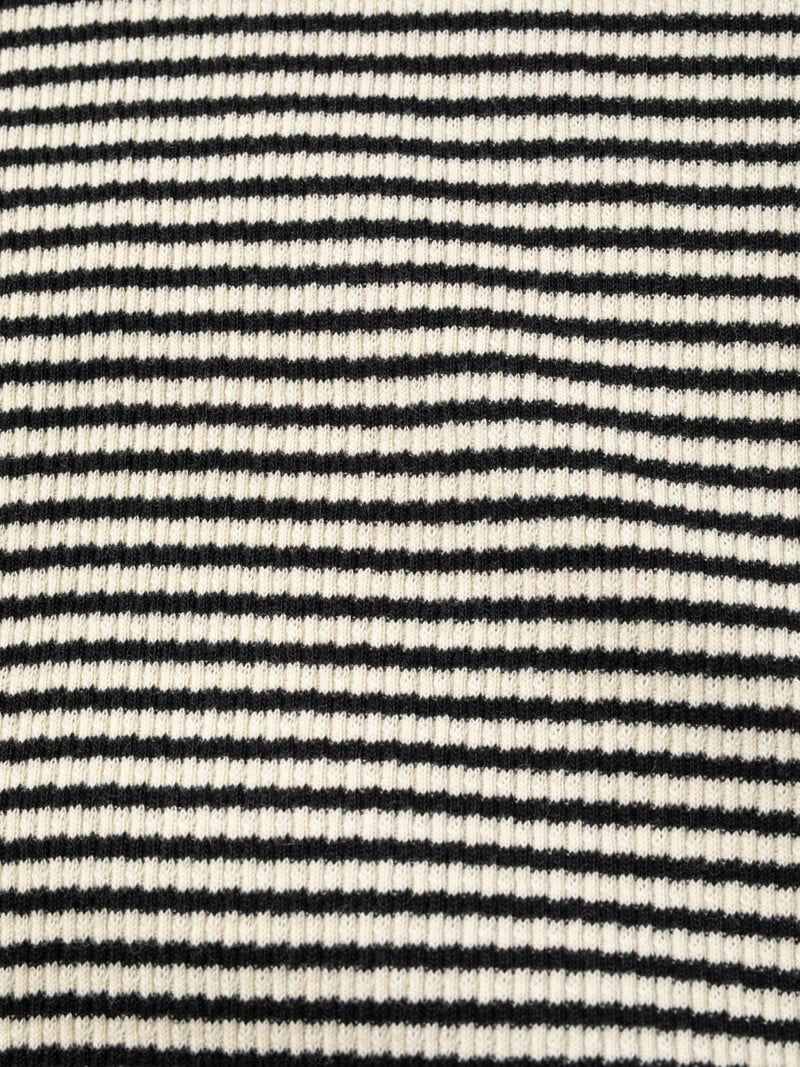 Jessy Striped Rib LS T-shirt, Ecru/Black
