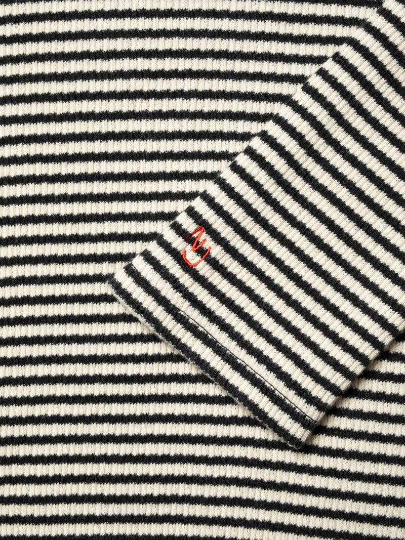 Jessy Striped Rib LS T-shirt, Ecru/Black