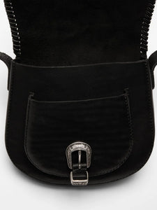 Western Leather Saddle Bag, Black