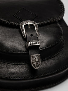 Western Leather Saddle Bag, Black