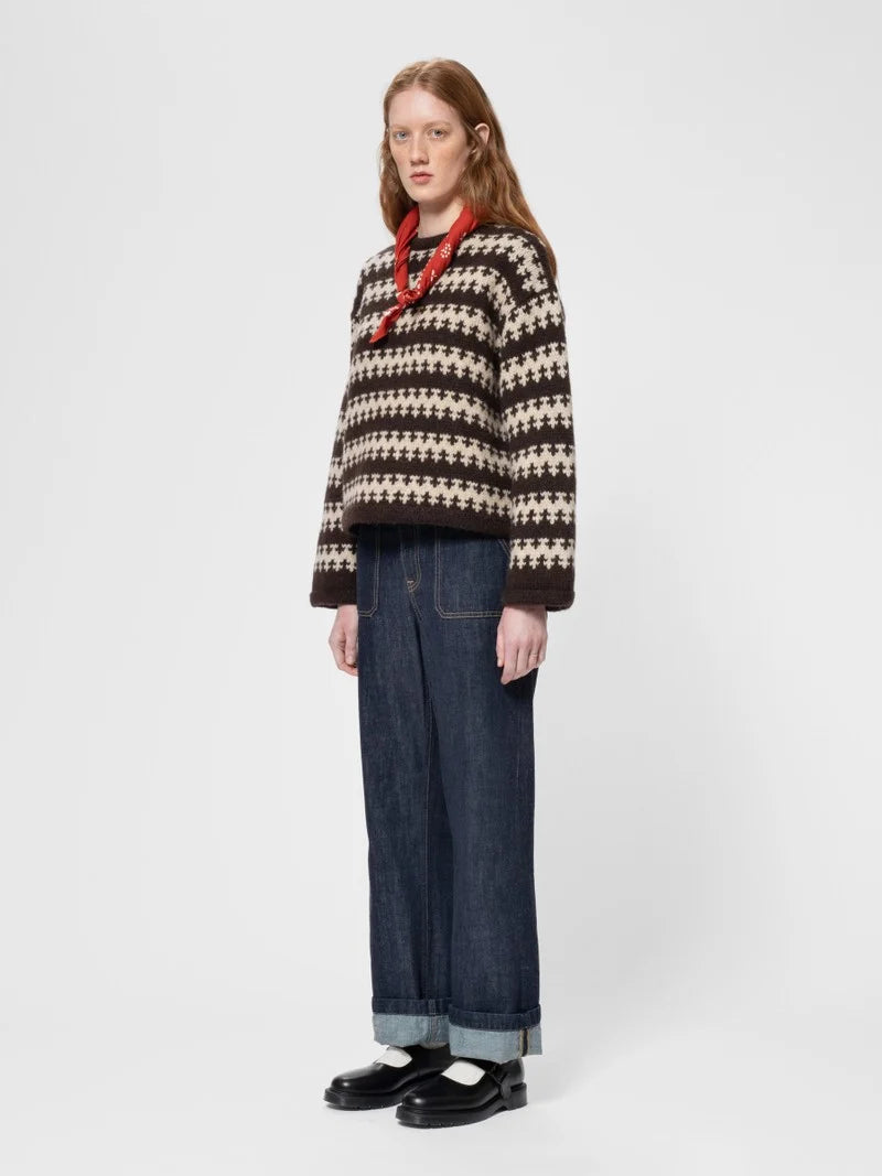 Gerd Fair Isle Alpaca Knit Brown/Beige, Såininorden