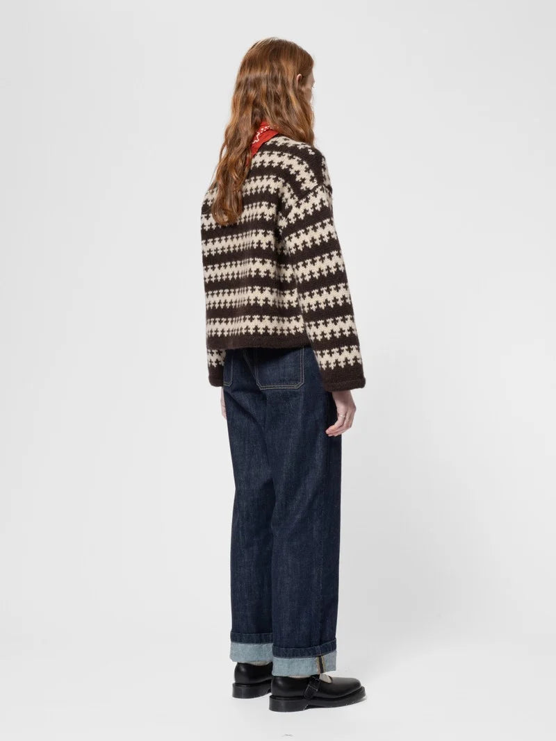 Gerd Fair Isle Alpaca Knit, Brown/Beige