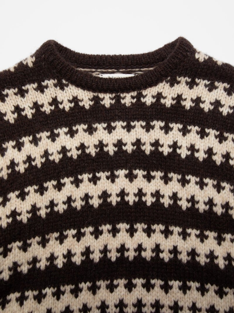 Gerd Fair Isle Alpaca Knit, Brown/Beige