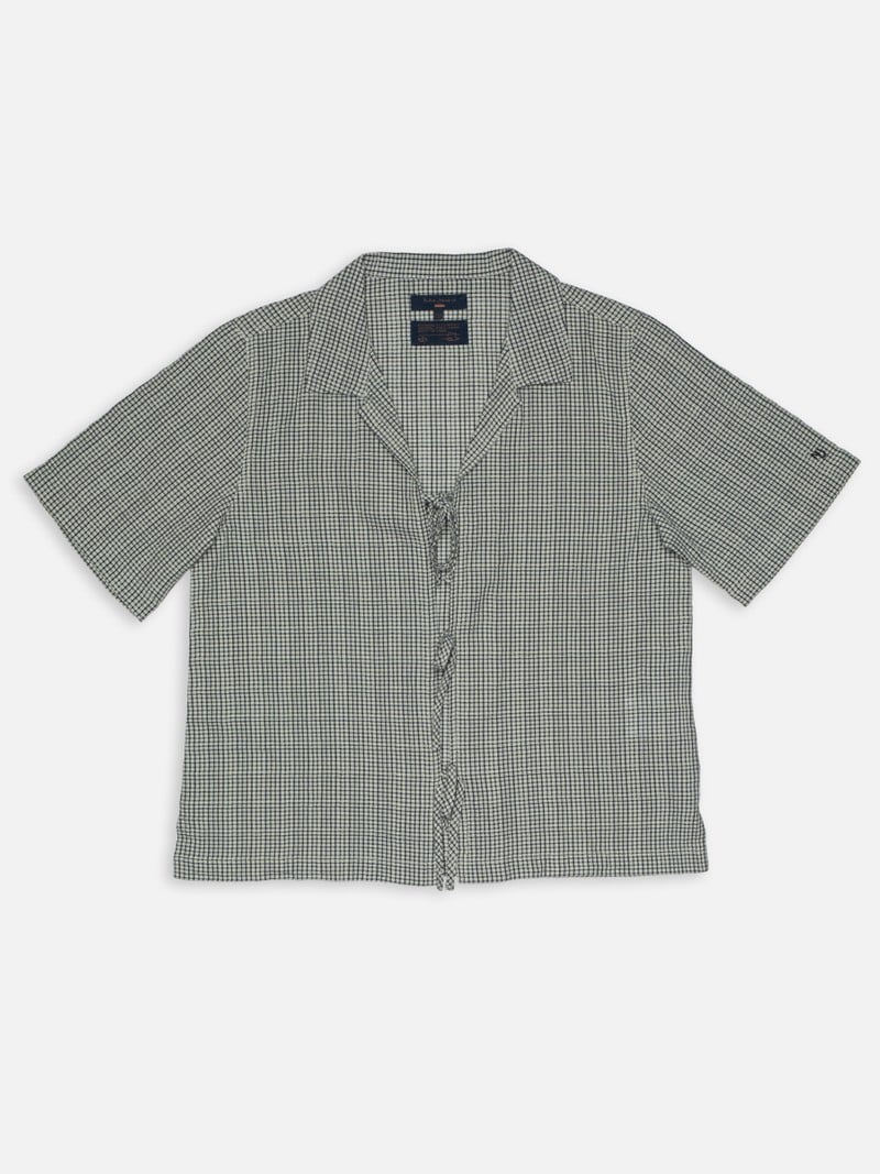 Moa Tie Check Indigo Blouse Blue