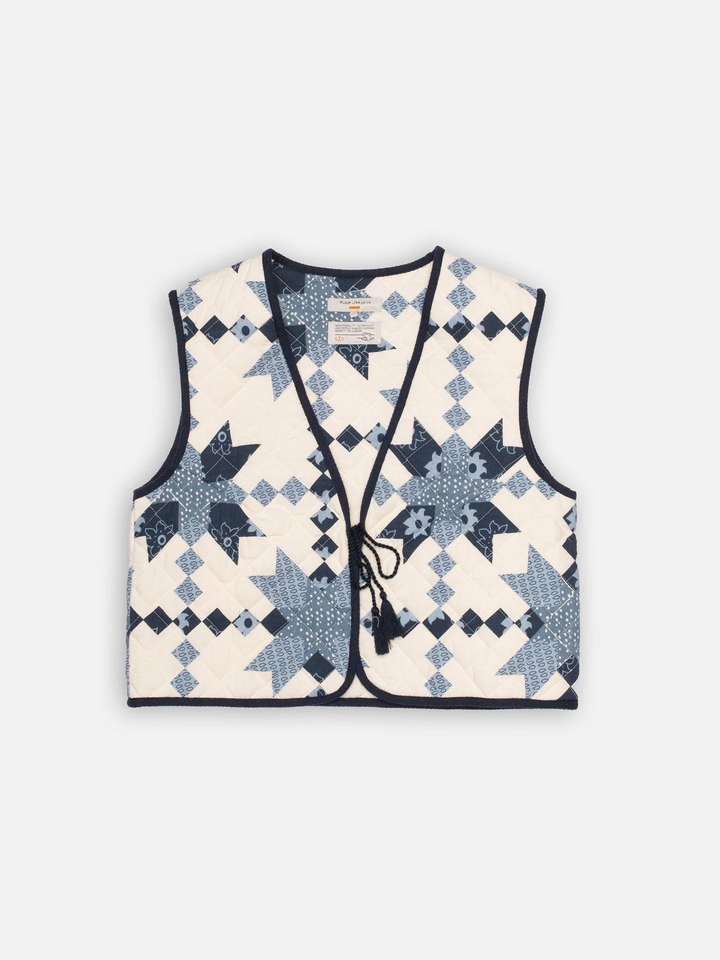 Lill Quilted Cotton Vest Offwhite/Blue, Nudie Jeans, Såininorden