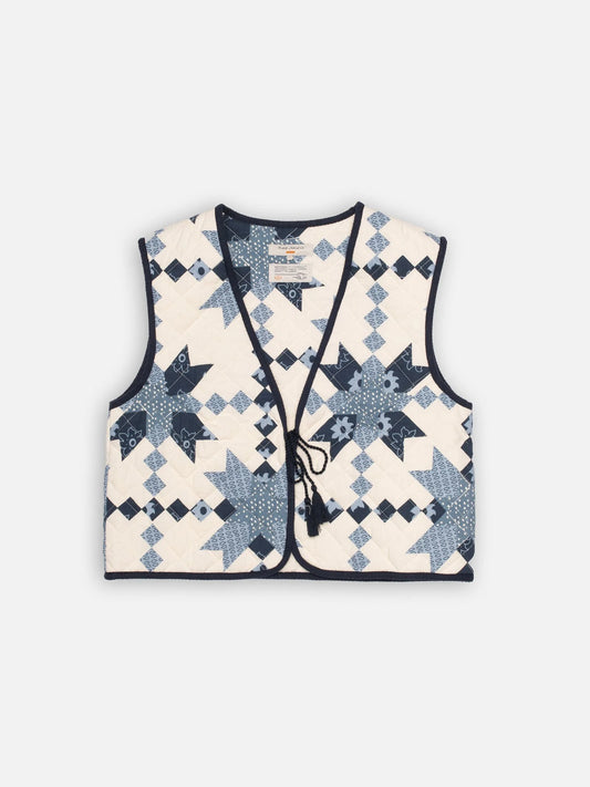 Lill Quilted Cotton Vest Offwhite/Blue, Nudie Jeans, Såininorden