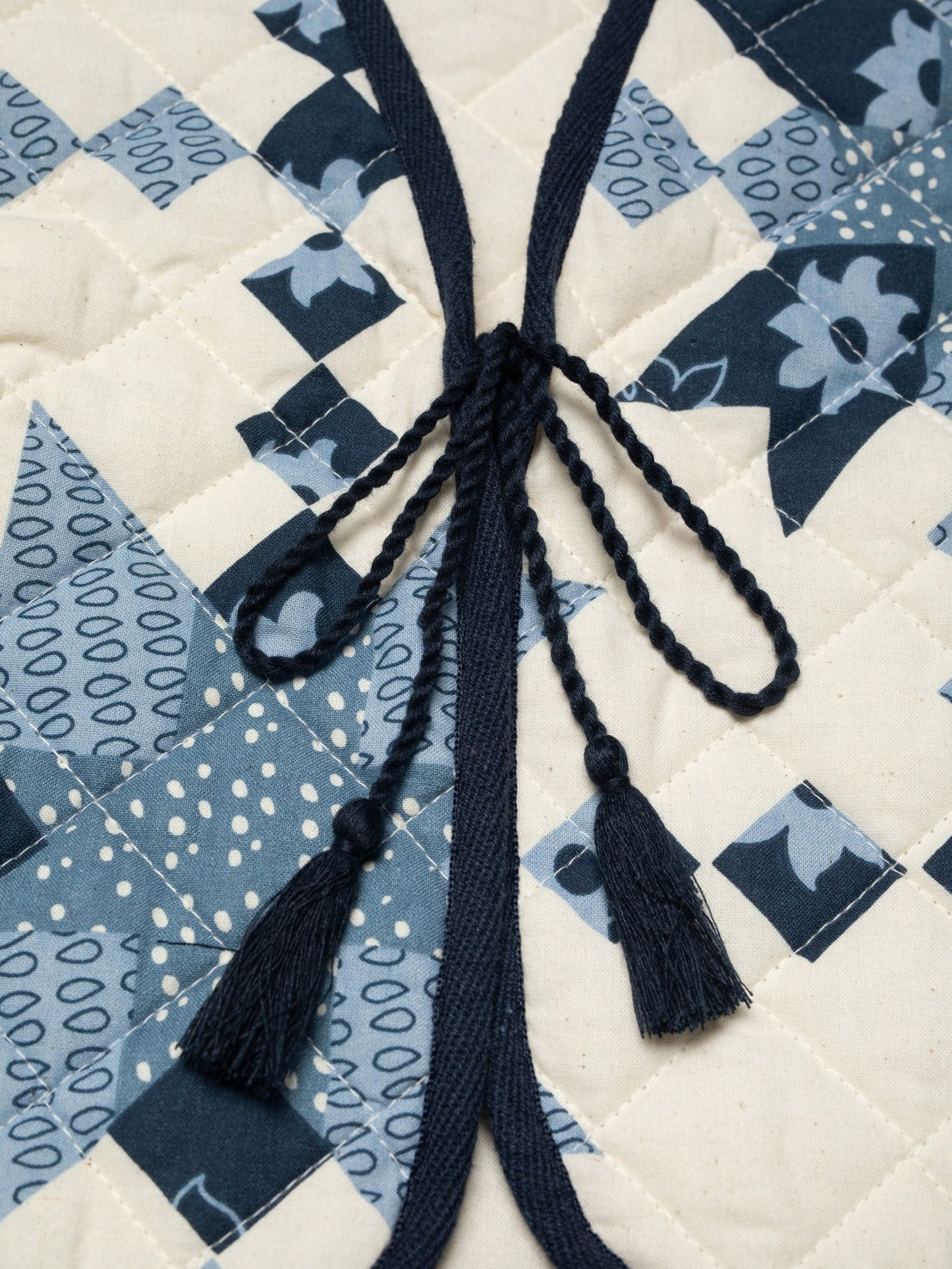 Lill Quilted Cotton Vest, Offwhite/Blue