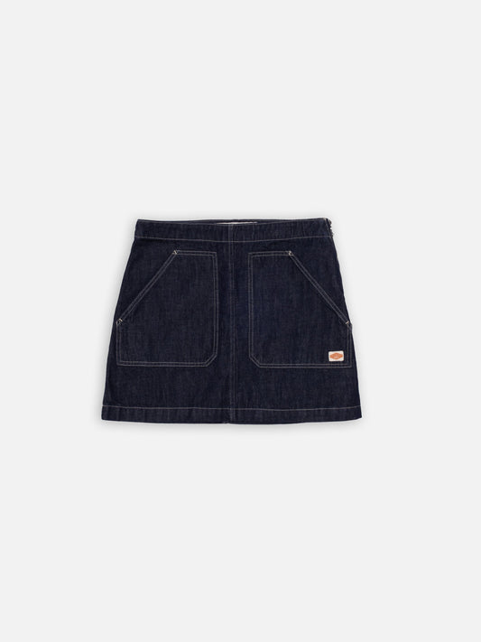 Elvy Workwear Denim Skirt, Dark Blue