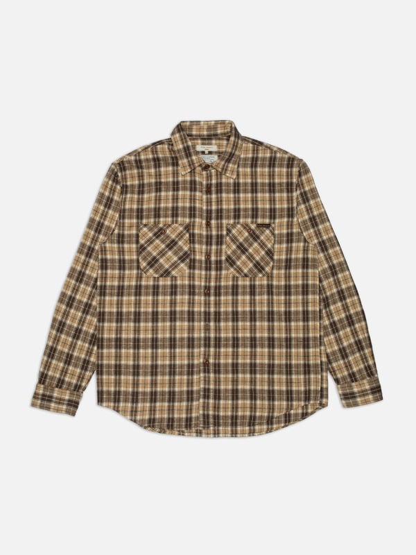 Julian Worker Shirt Farmer Check Brown, Nudie, Såininorden