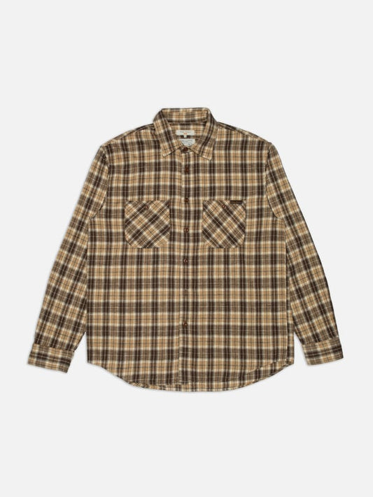 Julian Worker Shirt Farmer Check Brown, Nudie, Såininorden