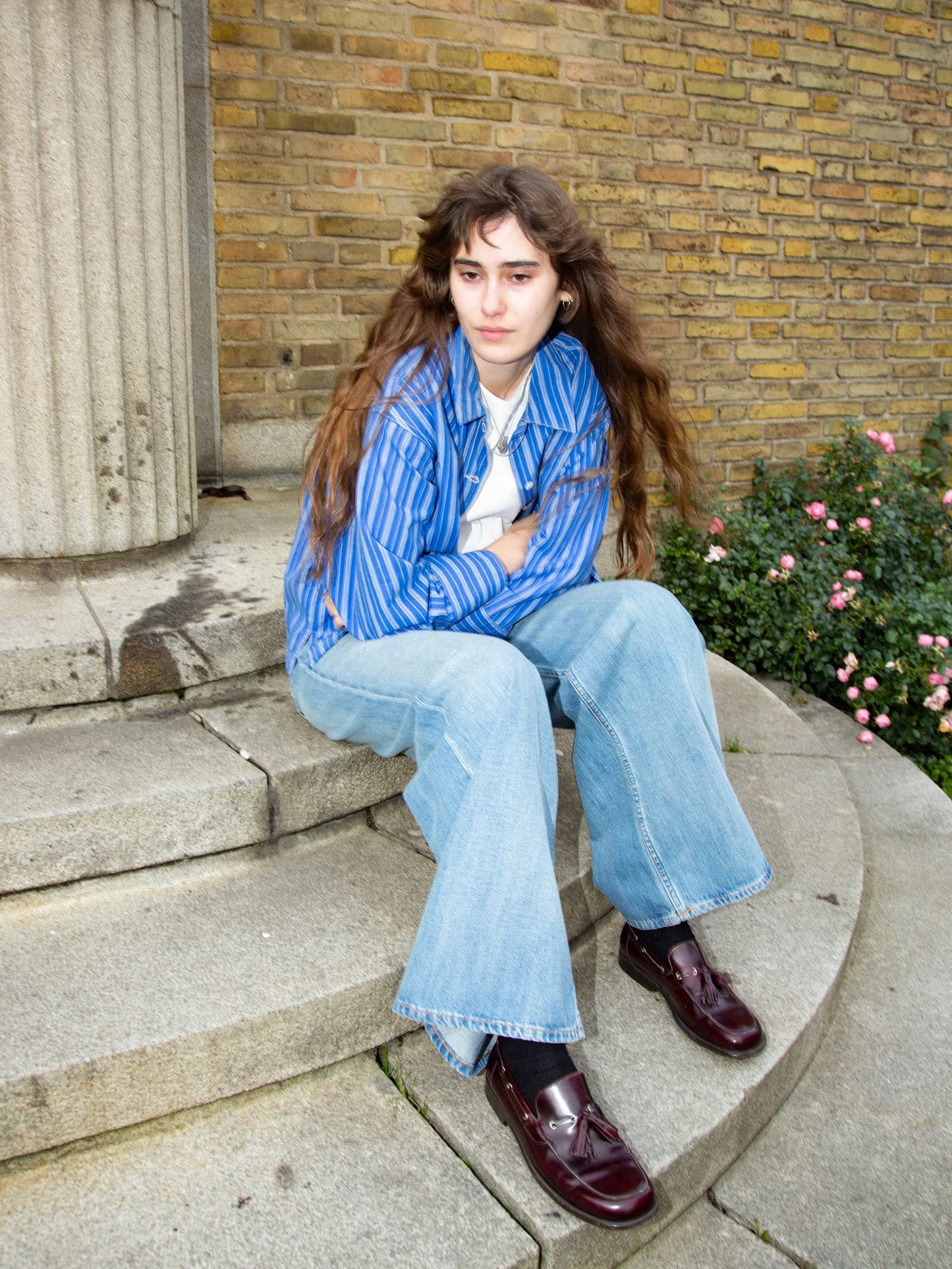 Jutta Shirt, Striped Blue/Offwhite