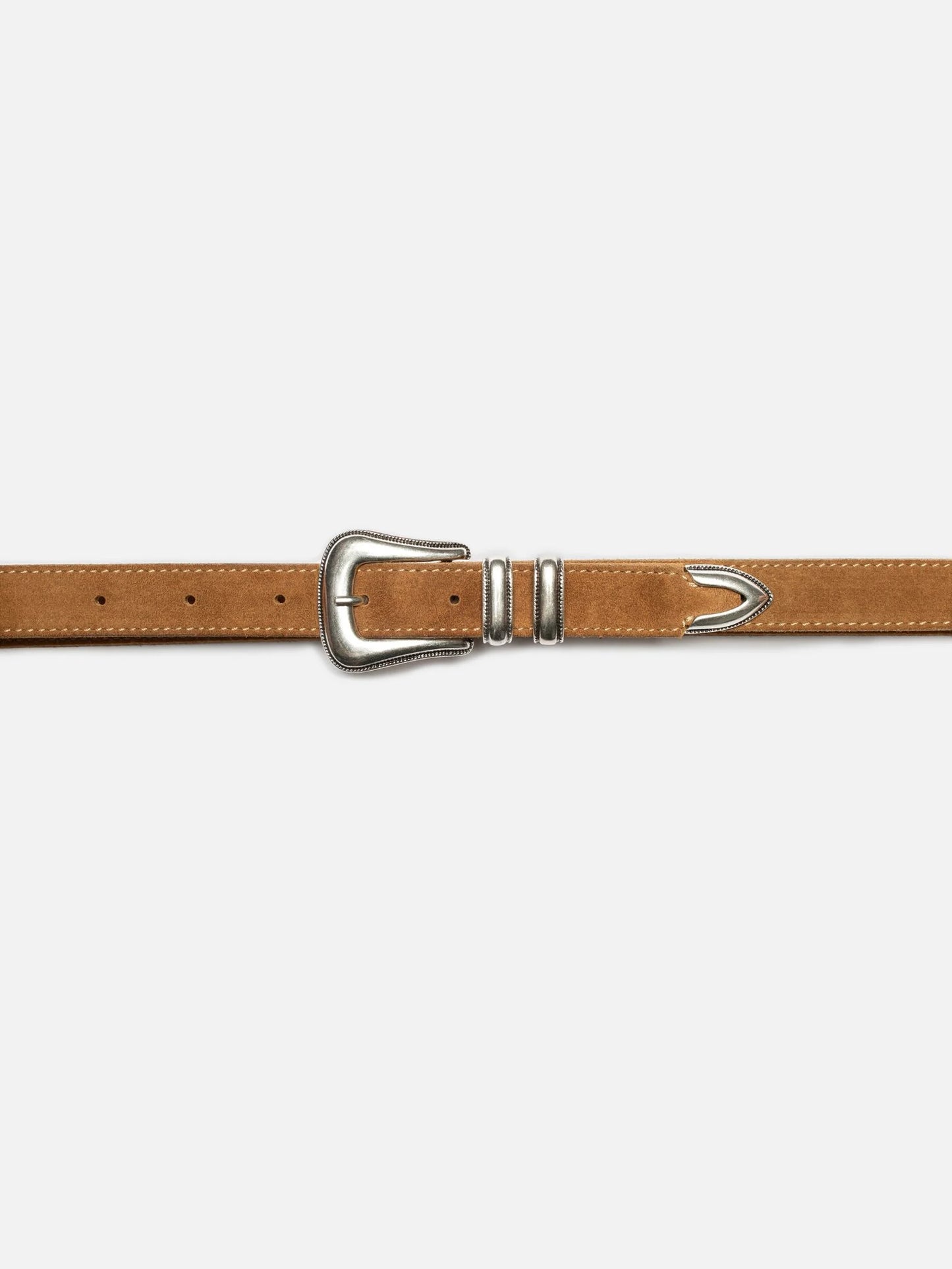 Western Suede Silver Belt, Tobacco