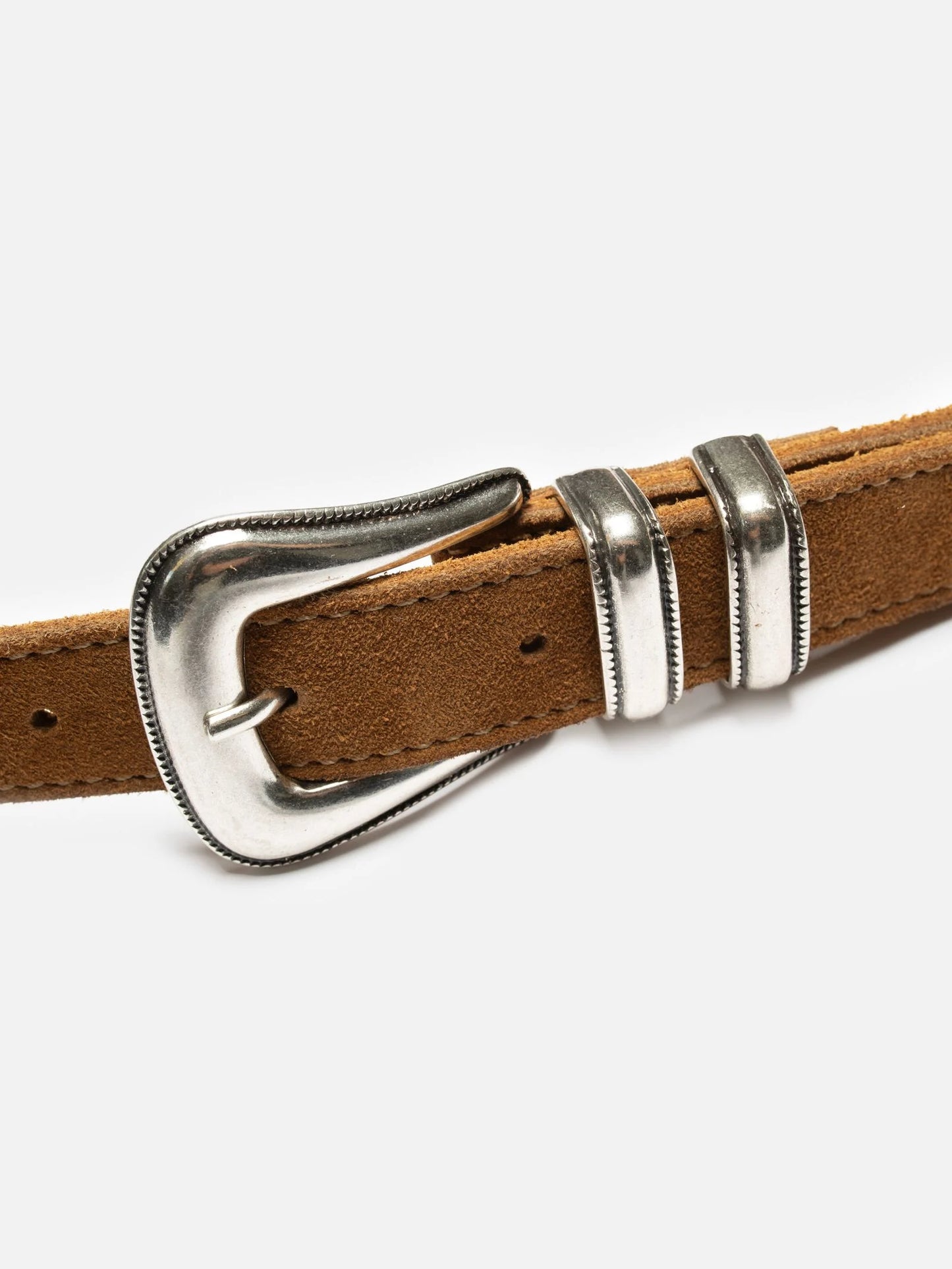 Western Suede Silver Belt, Tobacco