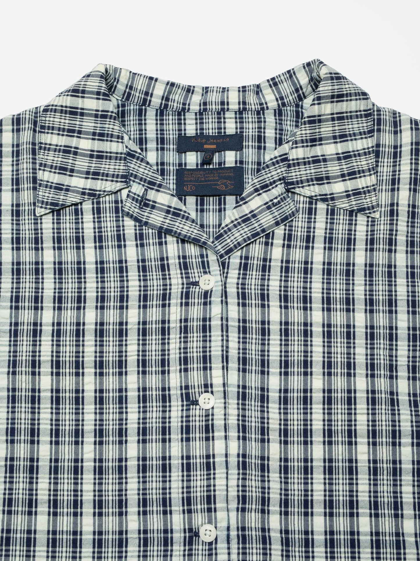 Jutta Shirt Indigo Seersucker, Blue/Offwhite