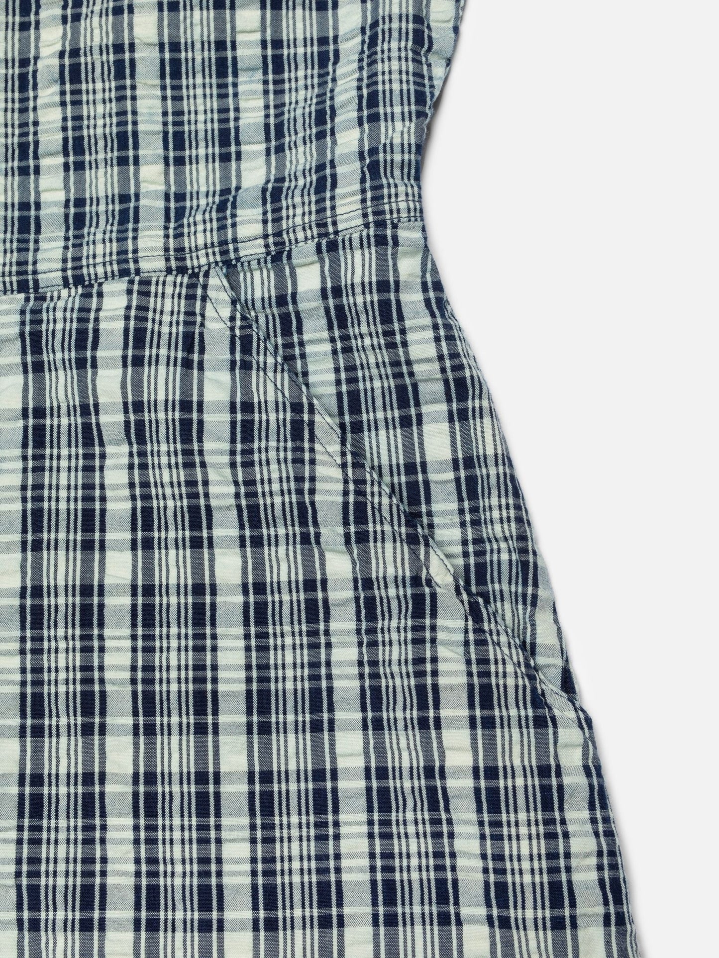 Ronja Dress Indigo Seersucker, Blue/Offwhite