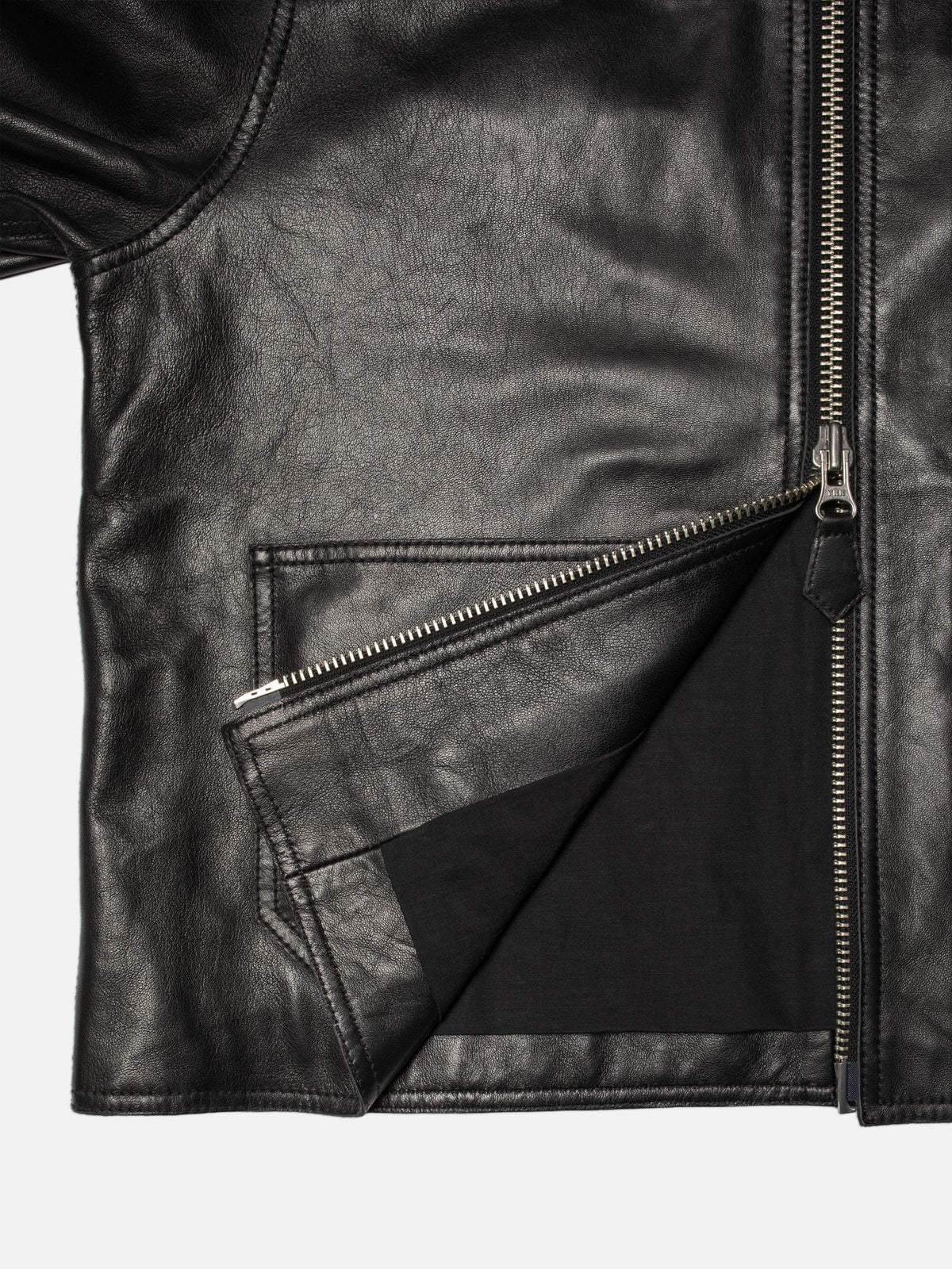 Anja Zip Jacket Leather, Black
