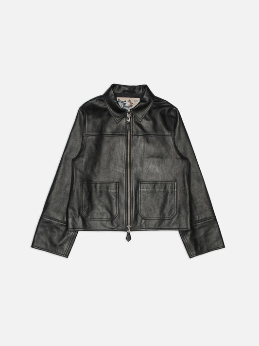 Anja Zip Jacket Leather Black, Nudie Jeans