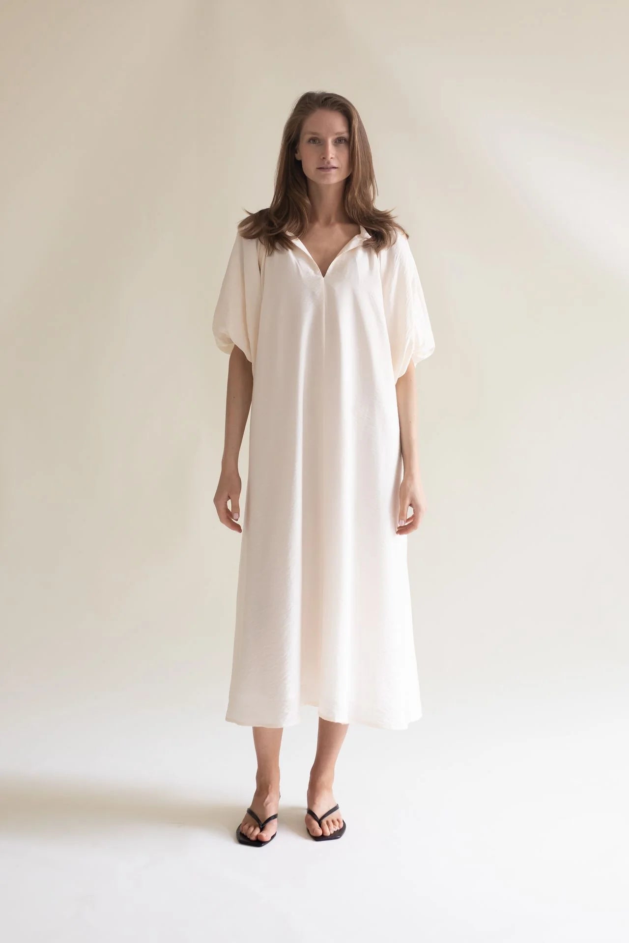 Balloon Sleeve Dress, Creme