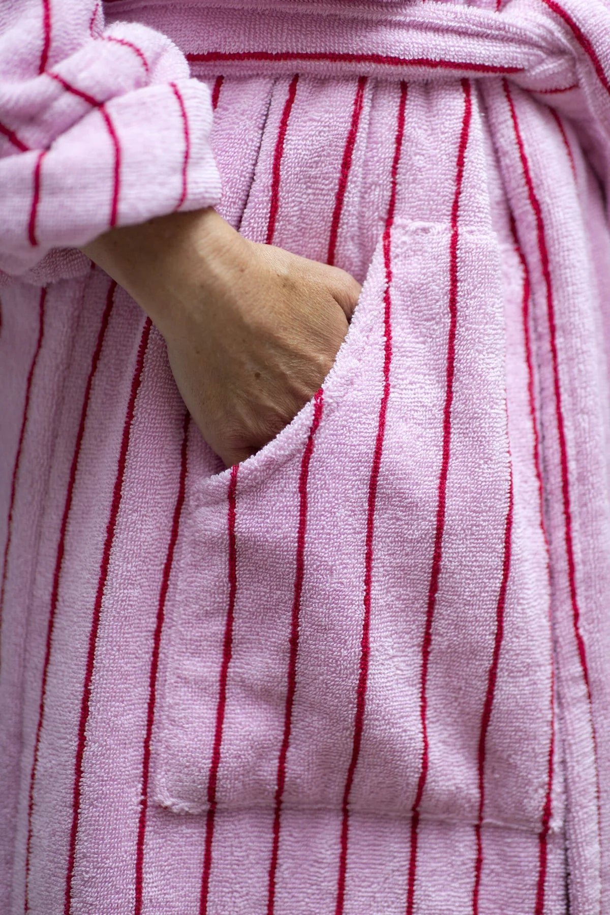 Naram Bathrobe, Baby Pink & Ski Patrol Red