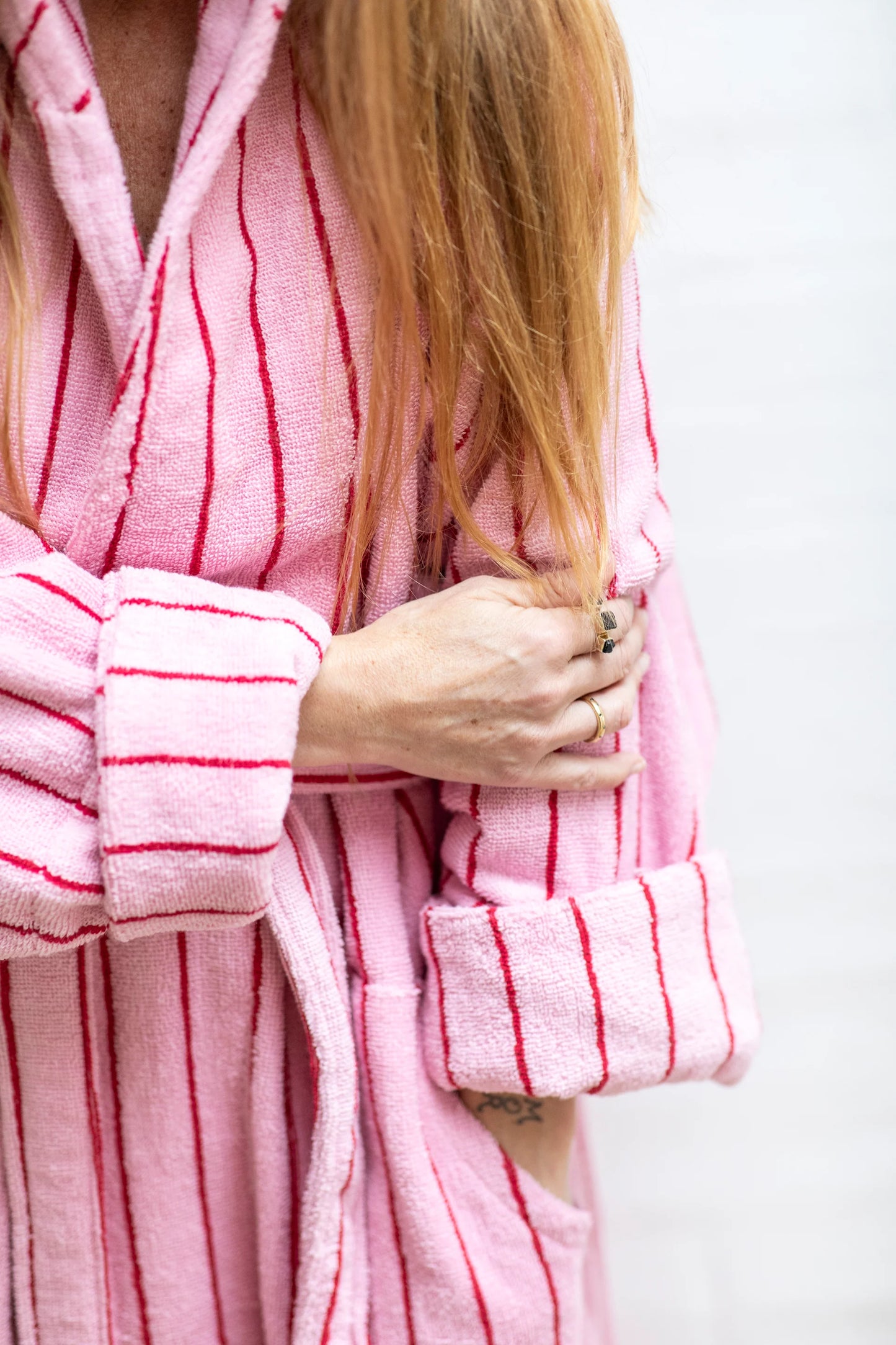 Naram Bathrobe, Baby Pink & Ski Patrol Red