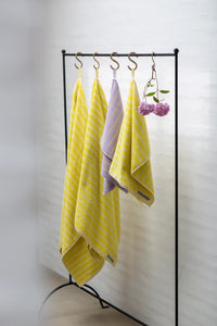 Naram Bath Towel, Pristine & Neon Yellow