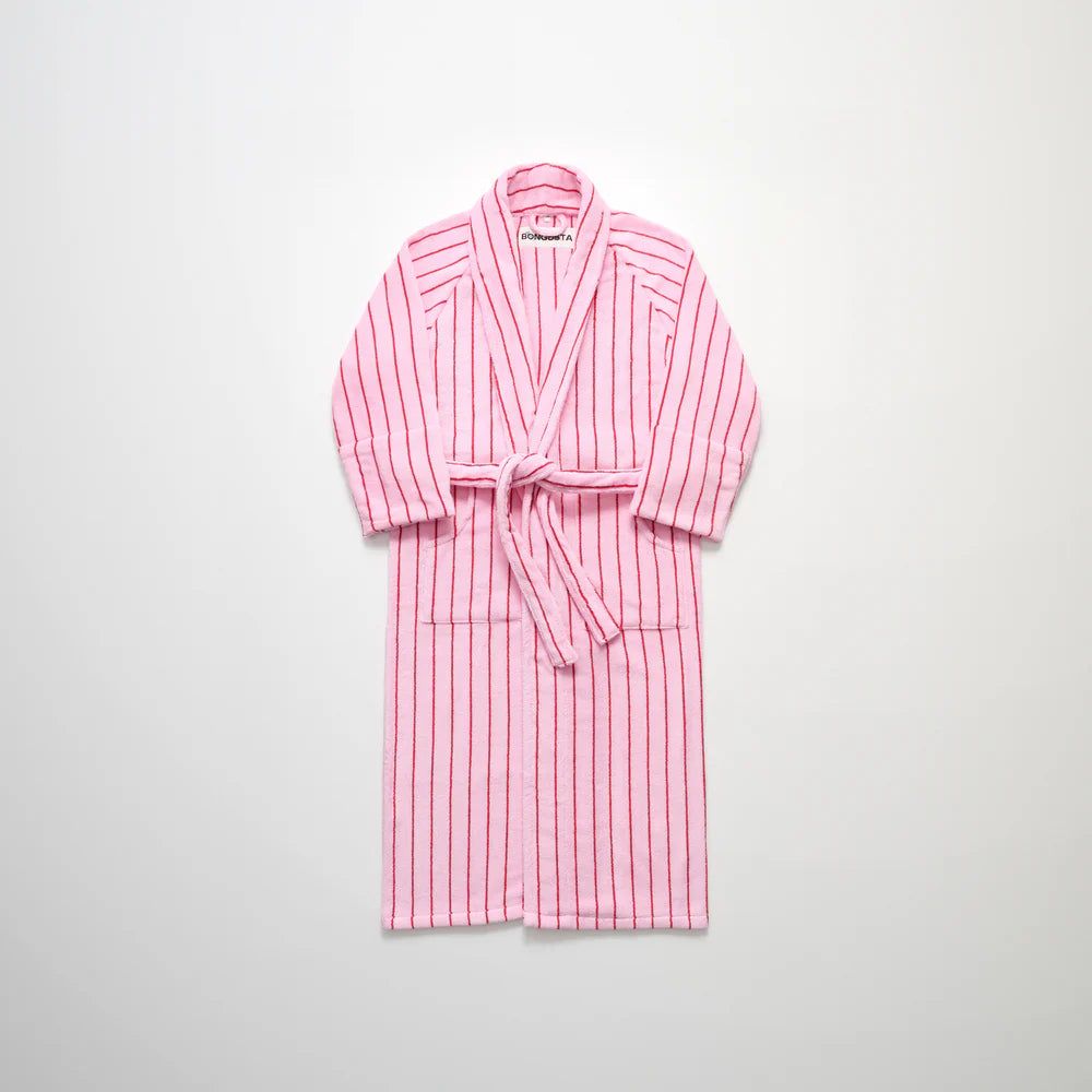 Naram Bathrobe, Baby Pink & Ski Patrol Red