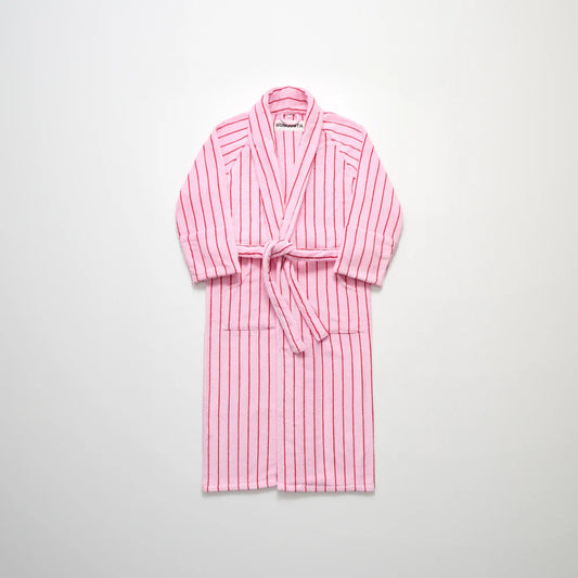 Naram Bathrobe, Baby Pink & Ski Patrol Red