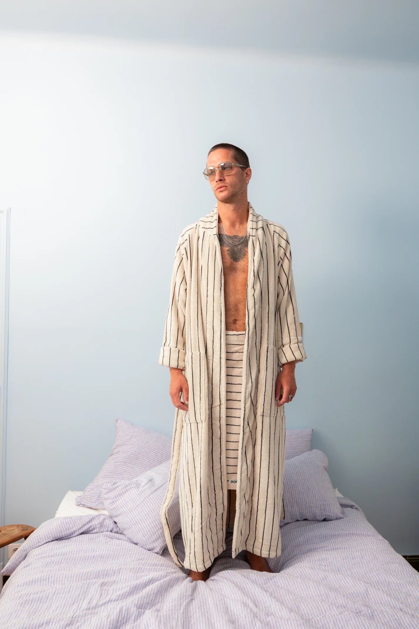 Naram Bathrobe, Creme & Ink