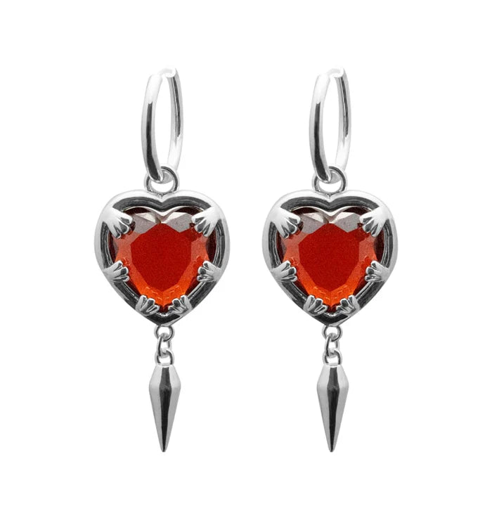 Claw Heart Big Örhängen Silver