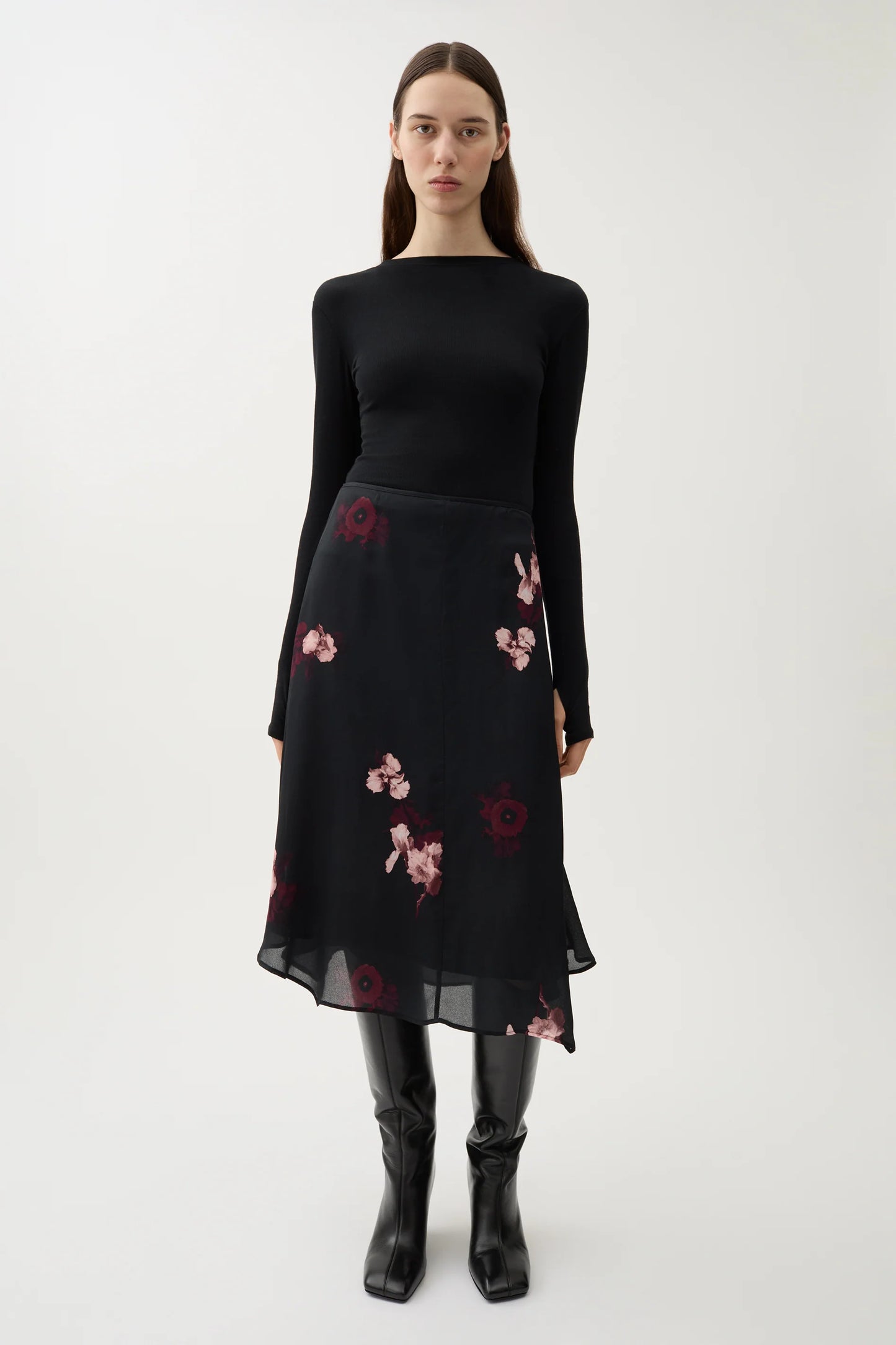 Amalia Bouquet Skirt, Wine/Black