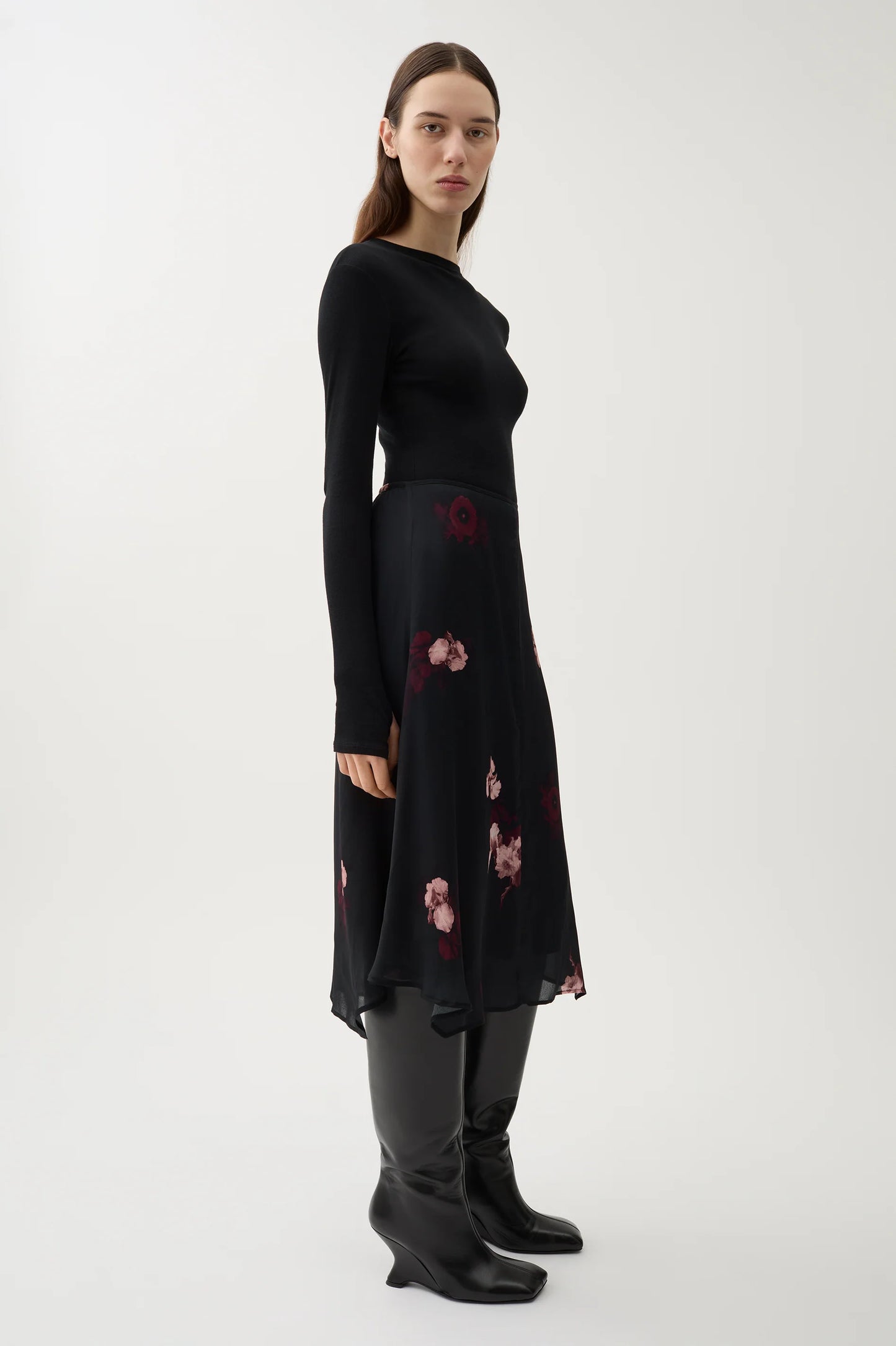 Amalia Bouquet Skirt, Wine/Black