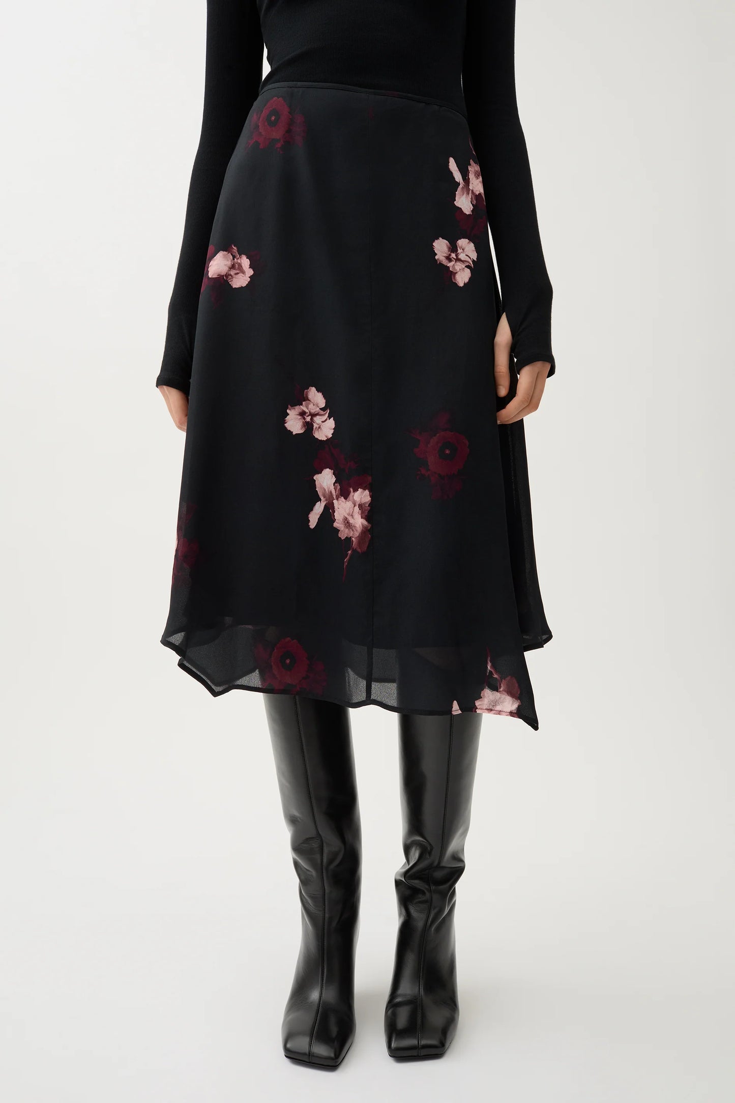 Amalia Bouquet Skirt, Wine/Black