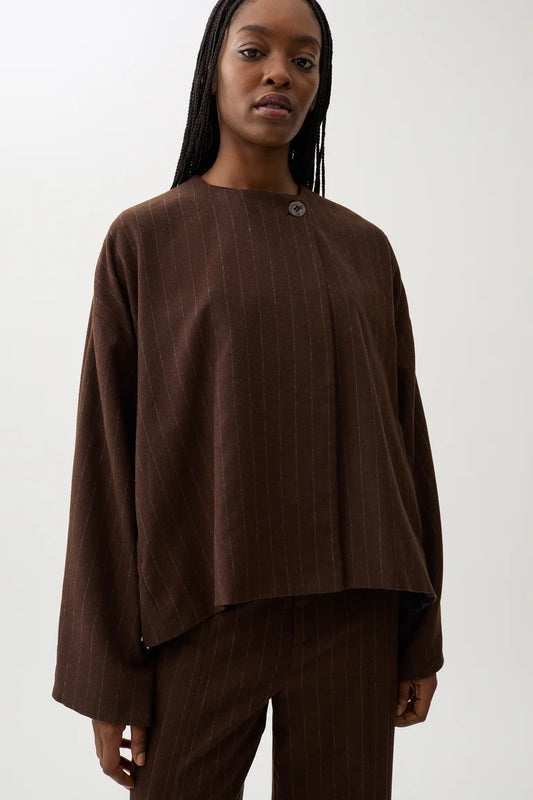 Cleo Pinstripe Blazer Chicory Coffee