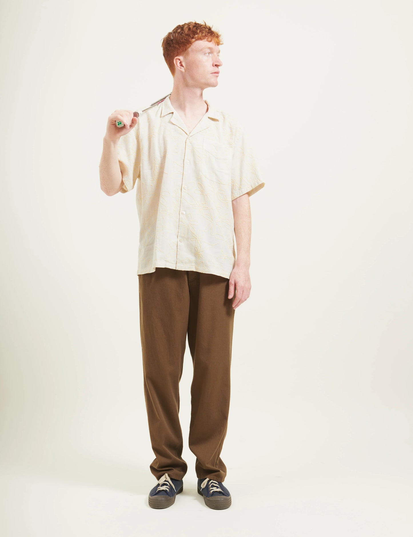 Peer Embroidery SS Shirt, Off White