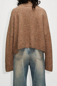 Aperto Turtle Sweater, Beige Orange Melange