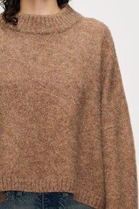 Aperto Turtle Sweater, Beige Orange Melange