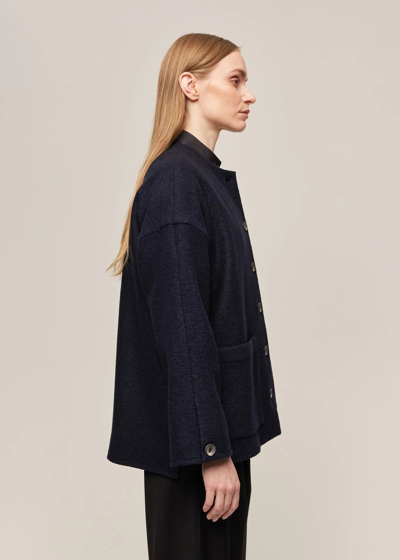 Iman Wool Coat, Dark Navy