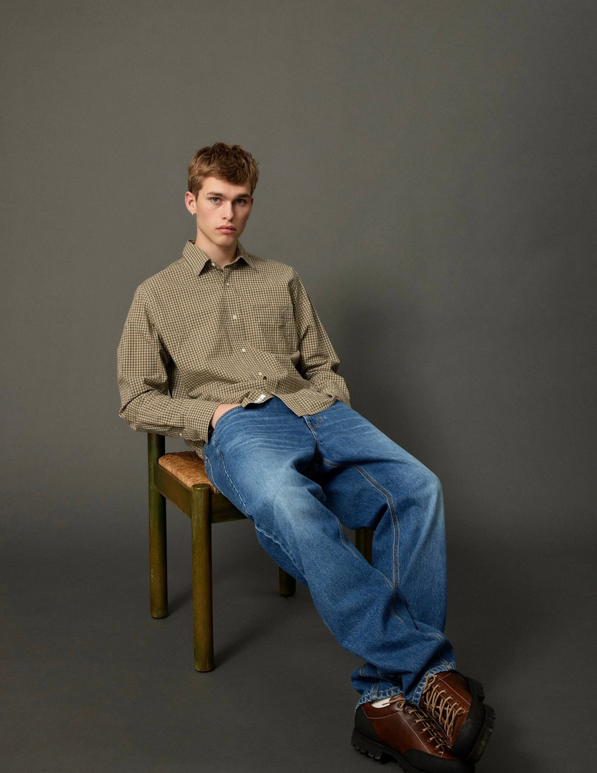 Maple Poplin Shirt, Army/Cloud