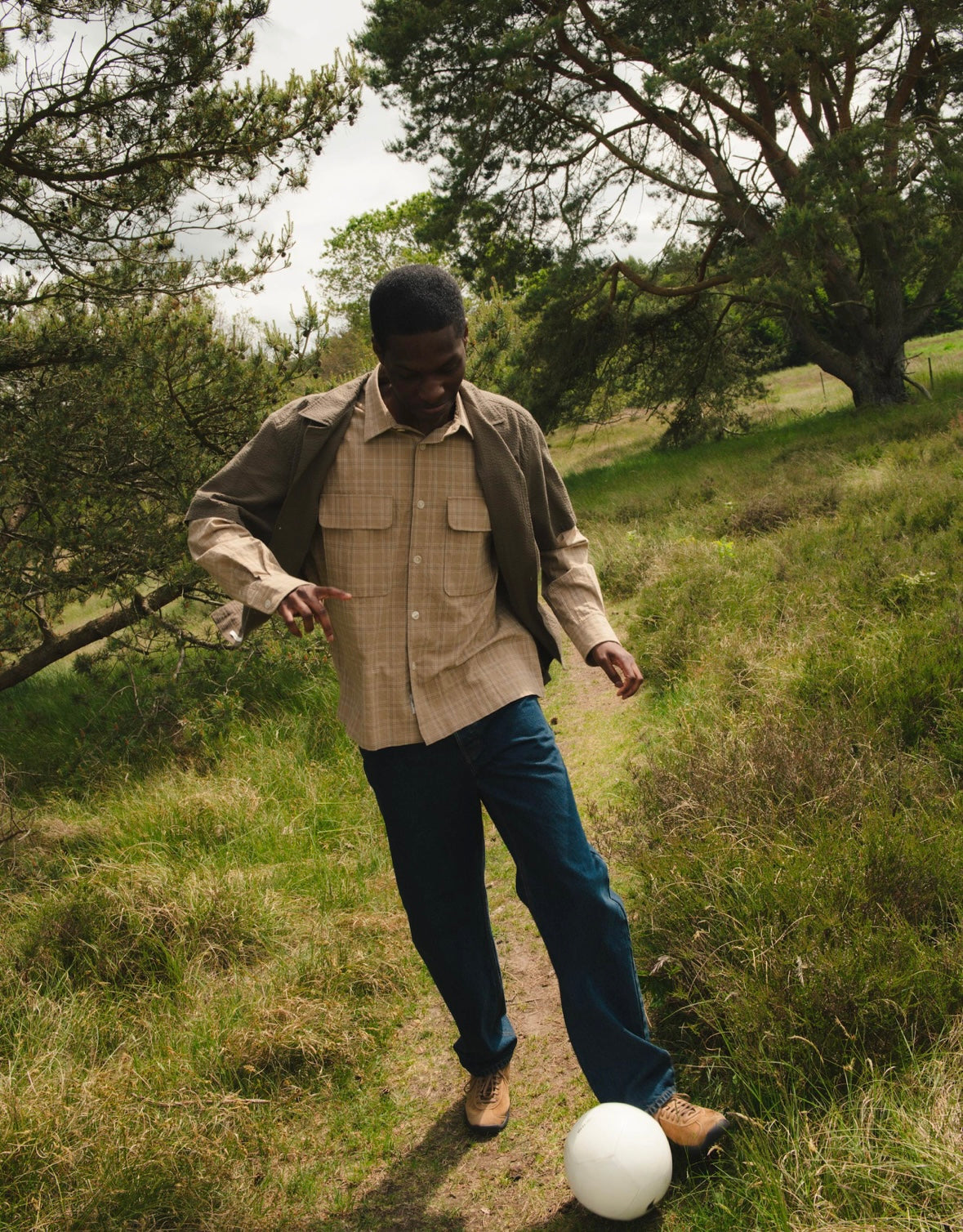 Lunar Relaxed Fit Textured Overshirt, Khaki Check