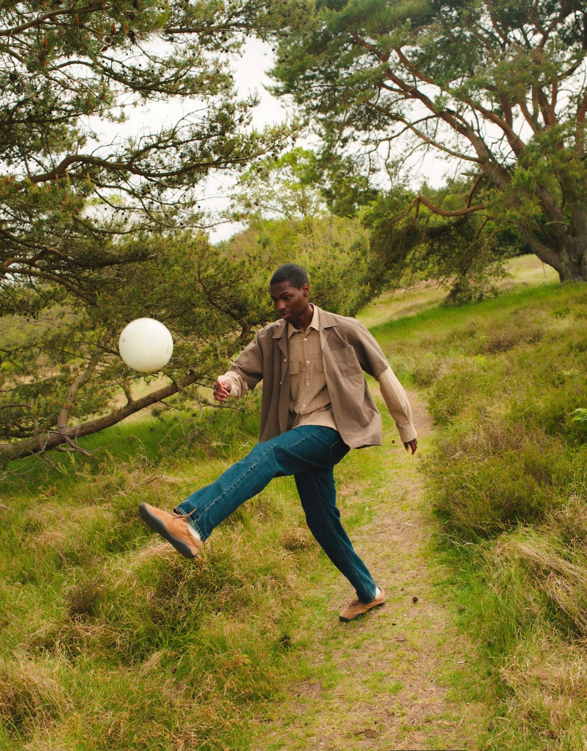 Lunar Relaxed Fit Textured Overshirt, Khaki Check