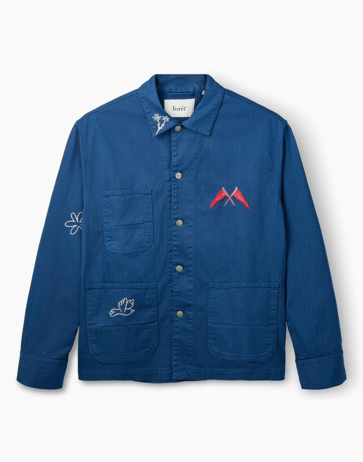 Forager Embroidered Overshirt Heritage Blue, Forét, Såininorden