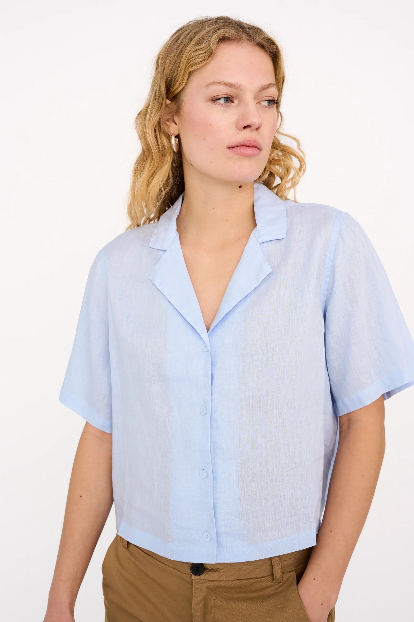 Karmey SS Linen Shirt, Pale Blue