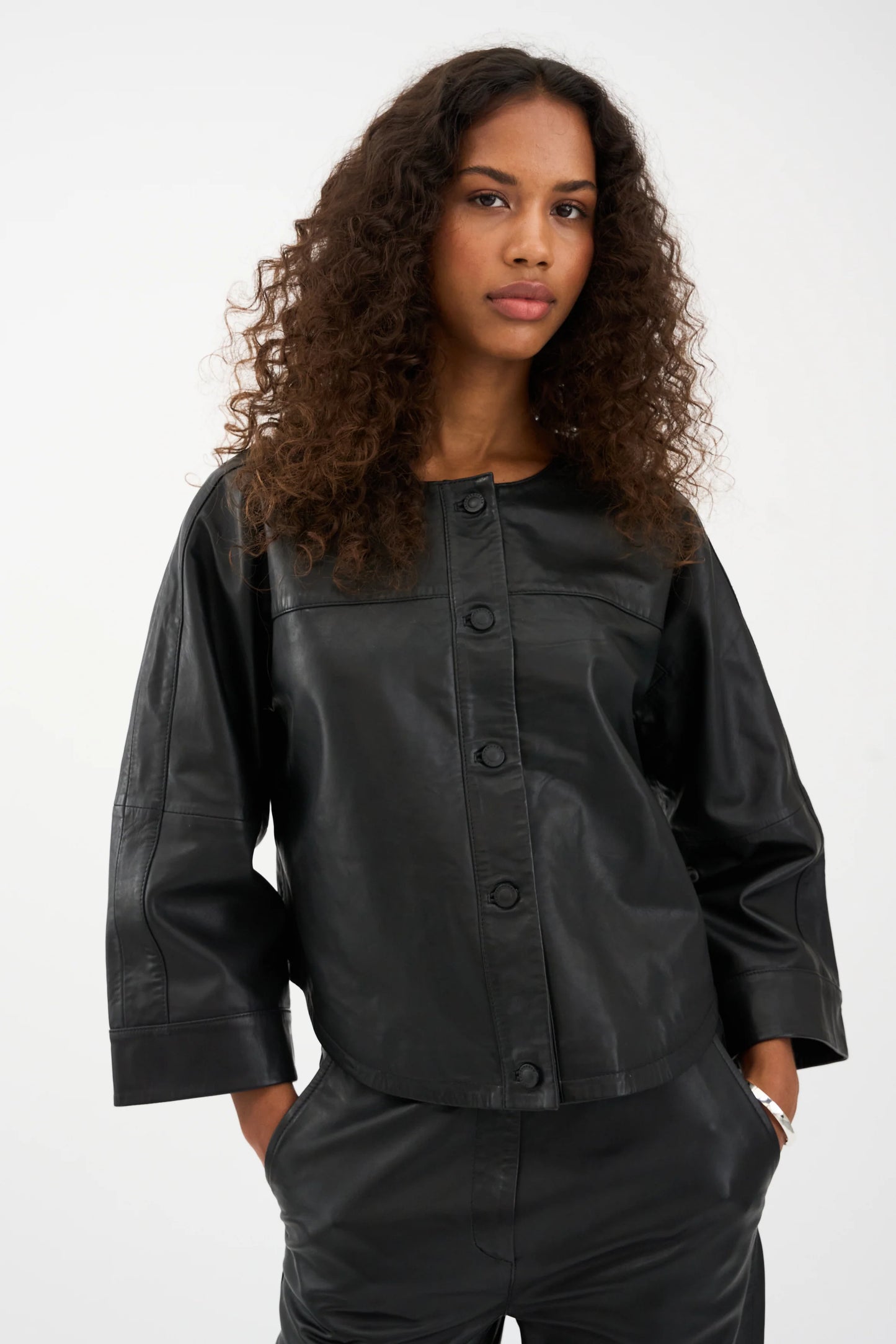Kylie Jazz Leather Jacket, Black
