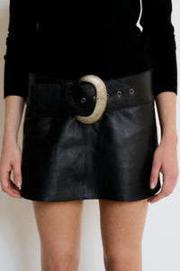 Kylie Leather Mini Skirt, Black